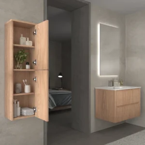 Mueble de baño suspendido 2 cajones TOSCANA con lavabo porcelana acabado squadratto CEMBRANO