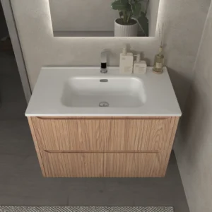 Mueble de baño suspendido 2 cajones TOSCANA con lavabo porcelana acabado squadratto CEMBRANO