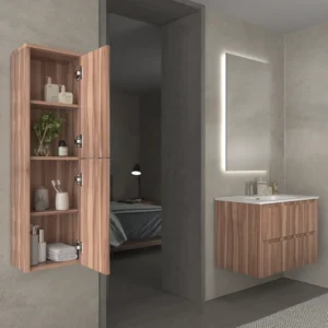 Mueble de baño suspendido 2 cajones TOSCANA con lavabo porcelana acabado squadratto OLIVO