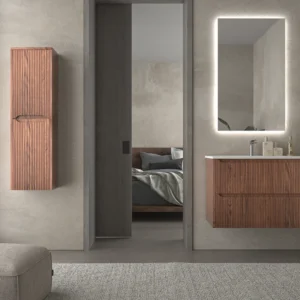 Mueble de baño suspendido 2 cajones TOSCANA con lavabo porcelana acabado squadratto ABEDUL