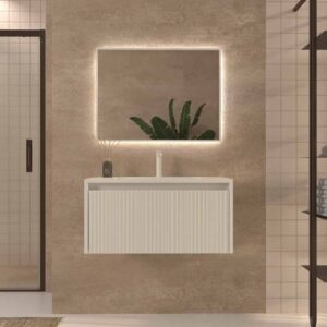 Mueble de baño BINARIO suspendido 1 cajón acabado BLANCO