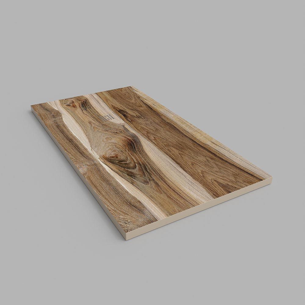 Plato de ducha resina textura pizarra acabado efecto Madera Maple Americano - antideslizante STONE 3D moderno - Imagen 3