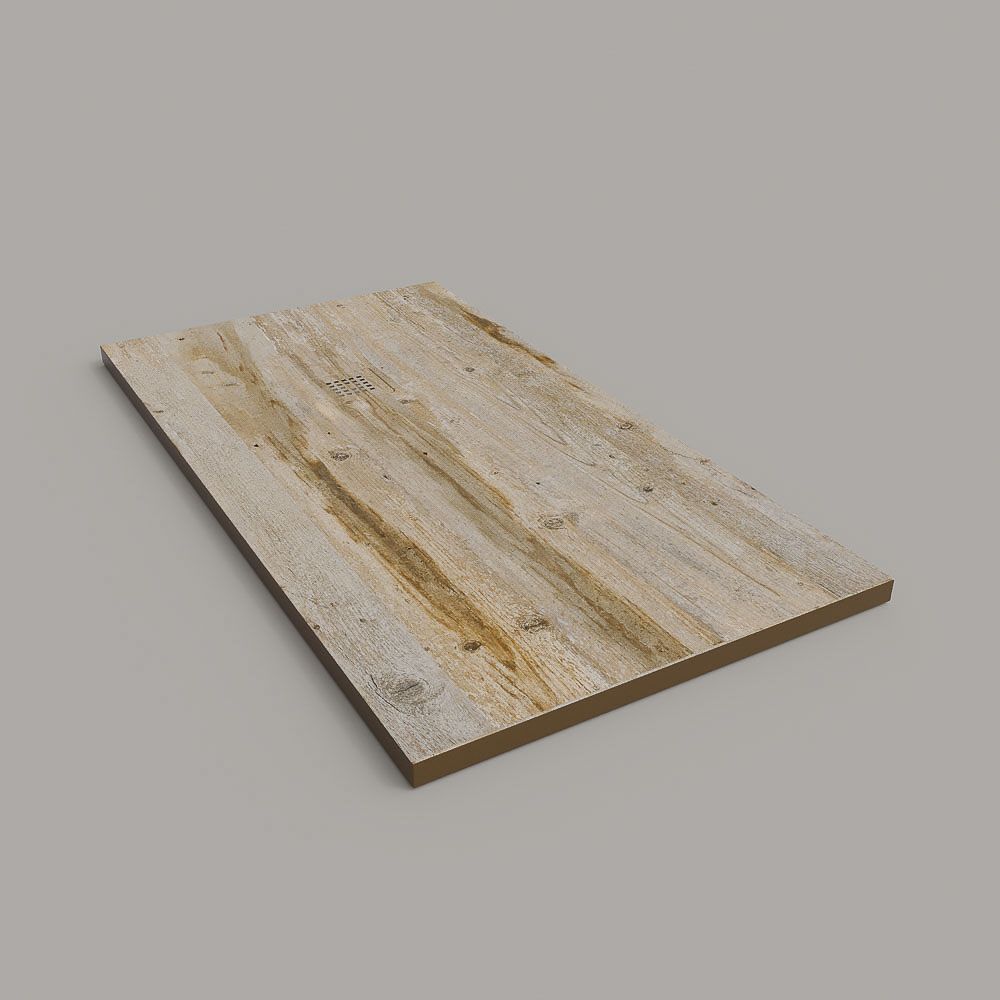 Plato de ducha resina textura pizarra acabado efecto Madera Vintage Ocre - antideslizante STONE 3D moderno - Imagen 3