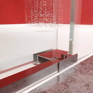 Mampara de ducha AXER rectangular 1 fijo - 1 puerta corredera + 1 fijo vidrio 6 mm. ACERO INOXIDABLE