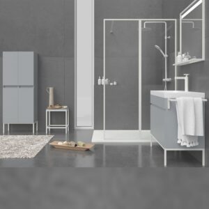 Mueble de baño 1 cajón- 1 puerta acabado mate GRIS CEMENTO con lavabo resina 6 cm grosor