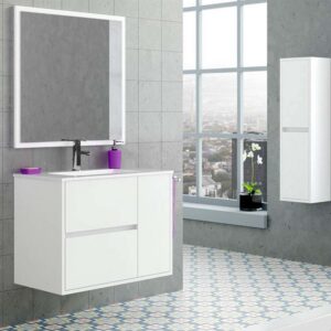 Mueble de baño CAROLA suspendido 2 cajones - 1 puerta con lavabo cerámico