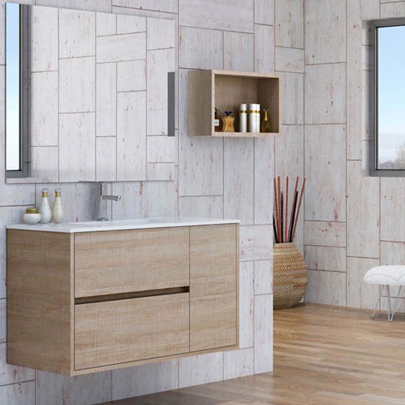 Mueble de baño CAROLA color suspendido 2 cajones - 1 puerta con lavabo cerámico