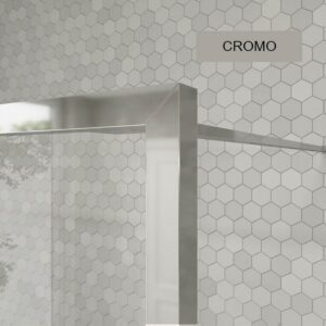 Fijo de
  ducha a techo LINE con perfileria enmarcada 3 cuerpos - Vidrio 4 MM con
  tratamiento anti-cal incluido- Brazo sujeción acero inox