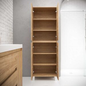 Columna de baño 4 puertas con patas 195 cm x 50 cm x 25 cm acabado ROBLE CLARO