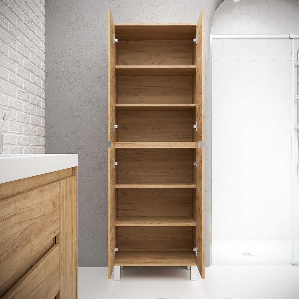 Columna de baño 4 puertas con patas 195 cm x 50 cm x 25 cm acabado ROBLE CLARO - Imagen 3