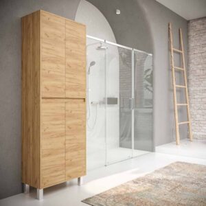 Columna de baño 4 puertas con patas 195 cm x 50 cm x 25 cm acabado ROBLE CLARO