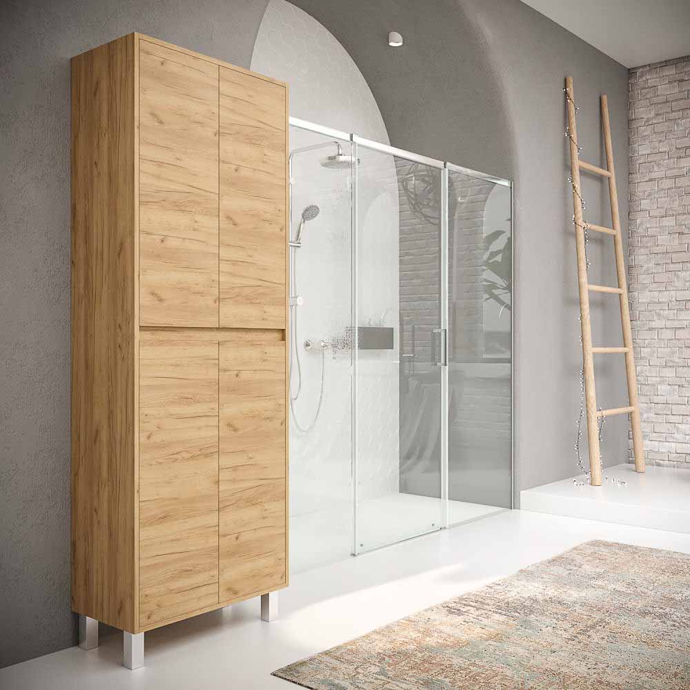 Columna de baño 4 puertas con patas 195 cm x 50 cm x 25 cm acabado ROBLE CLARO - Imagen 2