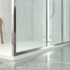Fijo de
  ducha a medida mampara LINE S con perfilería enmarcada 3 cuerpos - Vidrio 4
  MM con tratamiento anti-cal incluido- Brazo sujeción acero inox.