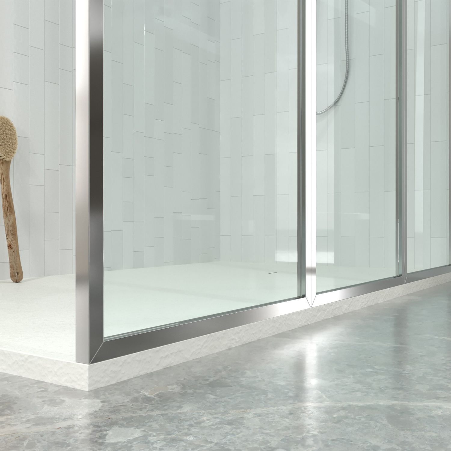 Fijo de
ducha a medida mampara LINE S con perfilería enmarcada 3 cuerpos - Vidrio 4
MM con tratamiento anti-cal incluido- Brazo sujeción acero inox. - Imagen 3
