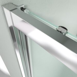 Mampara de ducha frontal GLISS 1 fijo -1 puerta corredera vidrio OPACO . Acabado CROMO BRILLO