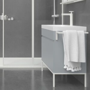 Mueble de baño 1 cajón- 1 puerta acabado mate GRIS CEMENTO con lavabo resina 6 cm grosor