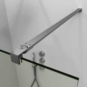Fijo de ducha mampara ZEN perfil Cromo - Vidrio 8 MM con tratamiento anti-cal incluido- Brazo sujección acero inox. extensible