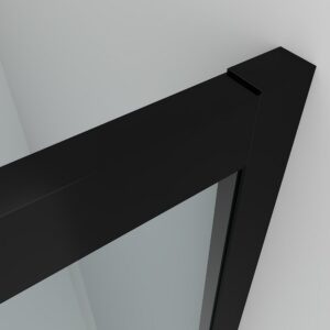 Mampara de ducha frontal FLARE decorado industrial 1 fijo -1 puerta corredera. Sin perfil inferior. Acabado NEGRO MATE