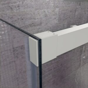 Mampara de ducha rectangular FLARE apertura frontal 1 fijo-1 puerta corredera+ 1 fijo . DECORADO INDUSTRIAL. Con tratamiento anti-cal. Acabado BLANCO MATE