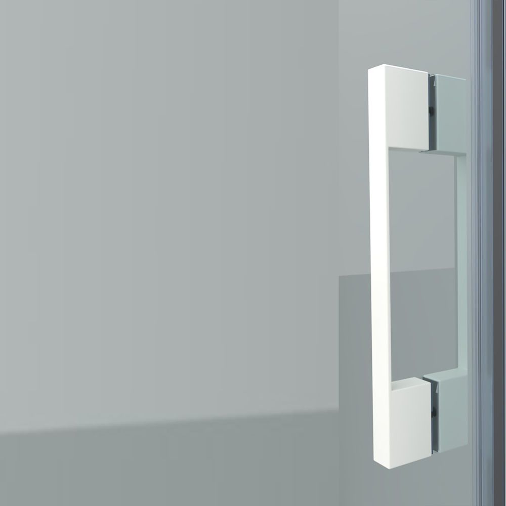 Mampara de ducha rectangular FLARE apertura frontal 1 fijo-1 puerta corredera+ 1 fijo . Sin perfil inferior. Con tratamiento anti-cal. Acabado BLANCO MATE - Imagen 7