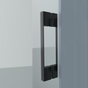 Mampara de ducha frontal FRAME 1 fijo -1 puerta corredera vidrio transparente. Acabado NEGRO MATE