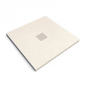 Plato ducha resina QUADRO Crema - colores a elegir - textura pizarra - antibacteriano y antideslizante. Rejilla termolacada