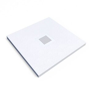 Plato ducha resina QUADRO Blanco - colores a elegir - textura pizarra - antibacteriano y antideslizante. Rejilla termolacada