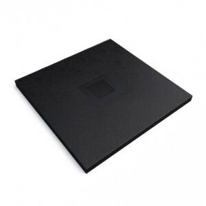 Plato ducha resina QUADRO Negro - colores a elegir - textura pizarra - antibacteriano y antideslizante. Rejilla termolacada
