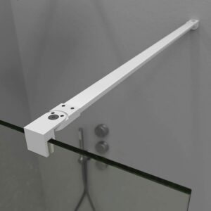 Fijo de ducha mampara ZEN perfil Blanco mate - Vidrio 8 MM con tratamiento anti-cal incluido- Brazo sujección acero inox. extensible.