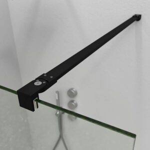 Fijo de
  ducha mampara ZEN perfil Negro mate - Vidrio 8 MM con tratamiento anti-cal
  incluido- Brazo sujeción acero extensible.