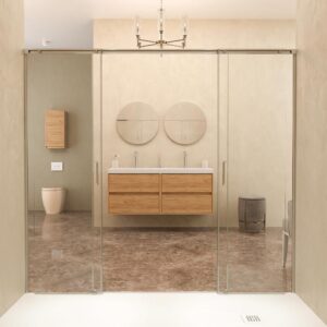 Mueble de baño CARMEN suspendido 2 lavabos 4 cajones 120 cm acabado ROBLE CLARO