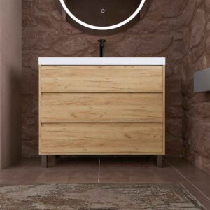 Mueble de baño con patas 3 cajones CARMEN acabado ROBLE CLARO