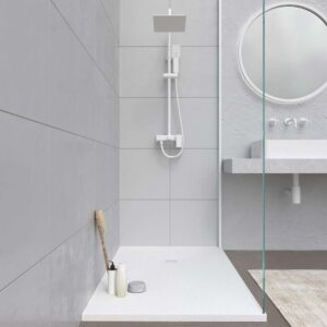 Plato ducha resina MYSTONE Blanco RAL 9003 y otros colores exclusivos textura pizarra antibacteriano y antideslizante