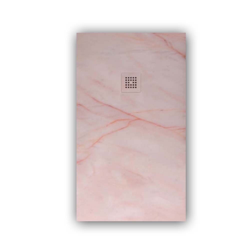 Plato de ducha resina textura pizarra. Efecto en Mármol Rosa Portugués y otros acabados - antideslizante STONE 3D moderno