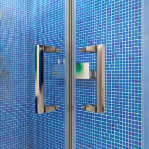 Mampara de ducha TECH HIGH rectangular 2 fijos - 2 puertas correderas vidrio 8 mm ACERO INOXIDABLE fabricada a techo