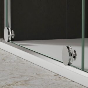 Mampara de ducha fijo + corredera JUNIOR walk-in . Acabado CROMO BRILLO