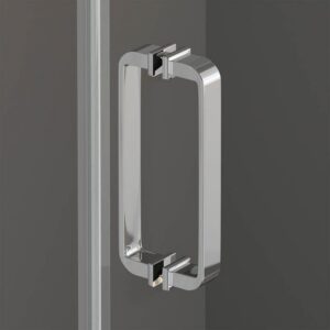 Mampara de ducha rectangular SENIOR 2 fijos -2 puertas correderas vidrio 8 mm sin perfil inferior. Acabado CROMO BRILLO