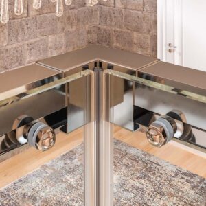 Mampara de ducha TECH STEEL cuadrada 2 fijos - 2 puertas correderas vidrio 8 mm. ACERO INOXIDABLE