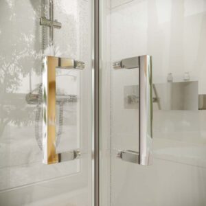Mampara de ducha TECH STEEL cuadrada 2 fijos - 2 puertas correderas vidrio 8 mm. ACERO INOXIDABLE
