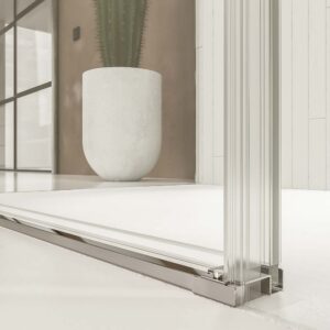 Mampara de ducha TECH STEEL rectangular 1 fijo - 1 puerta corredera + 1 fijo vidrio 8 mm. ACERO INOXIDABLE