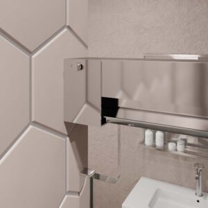 Mampara de ducha TECH STEEL frontal 2 fijos - 2 puertas correderas vidrio 8 mm. ACERO INOXIDABLE