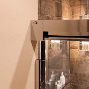 Mampara de ducha TECH STEEL rectangular 2 fijos - 2 puertas correderas vidrio 8 mm. ACERO INOXIDABLE