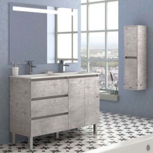 Mueble de baño MANILA varios tonos a suelo 120 cm 3 cajones / 2 puertas con lavabo cerámico