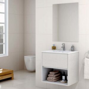 Mueble de baño VALERIA varios colores suspendido 1 cajón- 1 hueco con lavabo cerámico