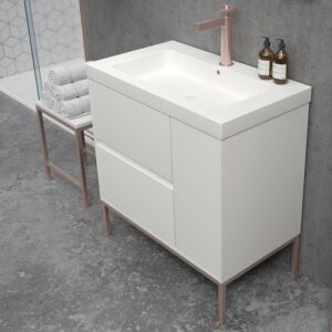 Mueble de baño EVO 2 cajones - 1 puerta acabado mate BLANCO con lavabo resina 6 cm grosor