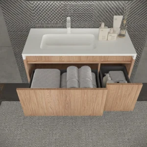 Mueble de baño BINARIO suspendido 2 cajones acabado CEMBRANO