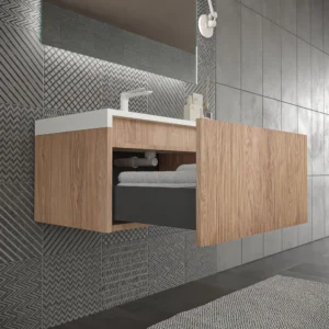 Mueble de baño BINARIO suspendido 2 cajones acabado CEMBRANO