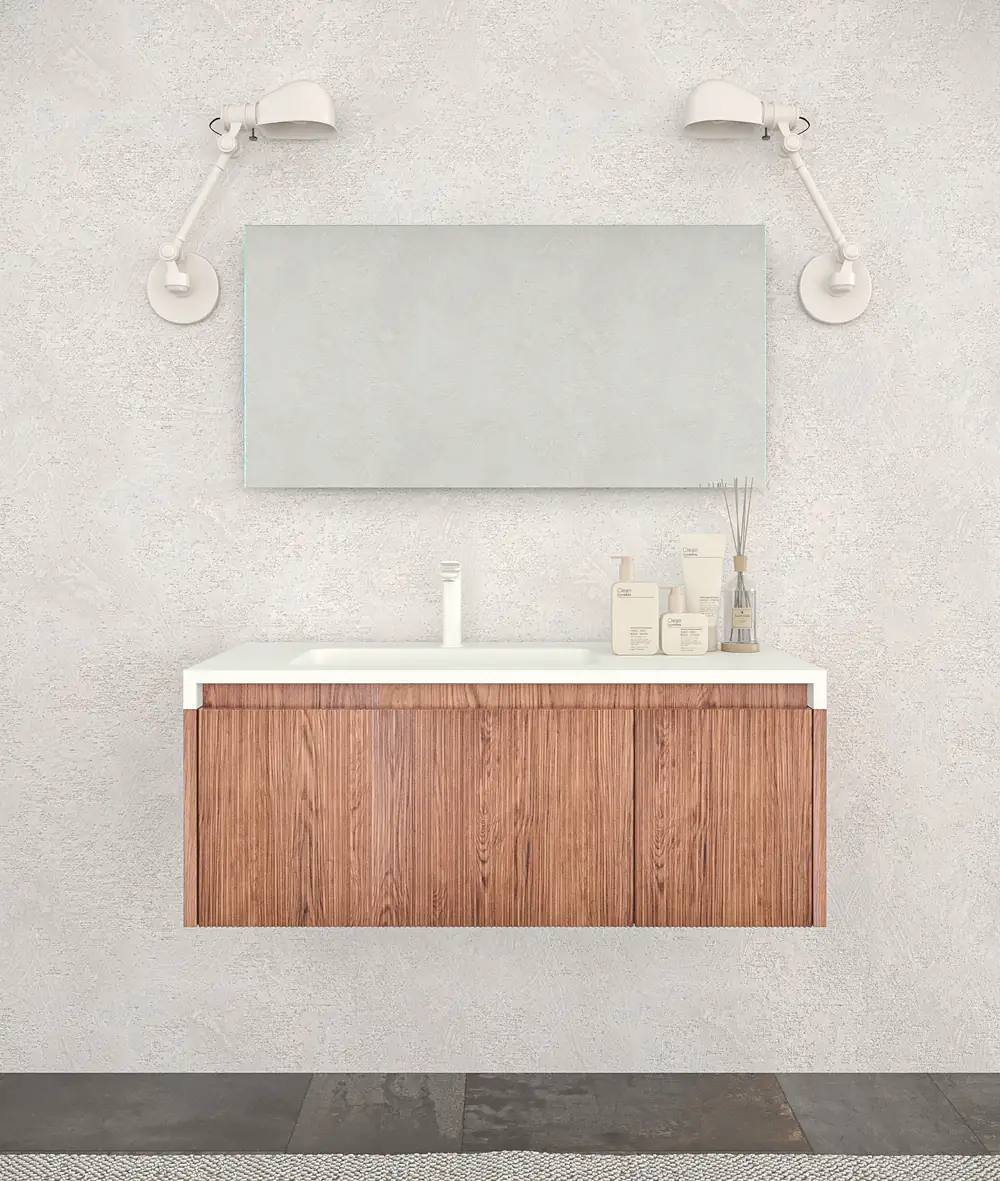 Mueble de baño BINARIO suspendido 2 cajones acabado ABEDUL