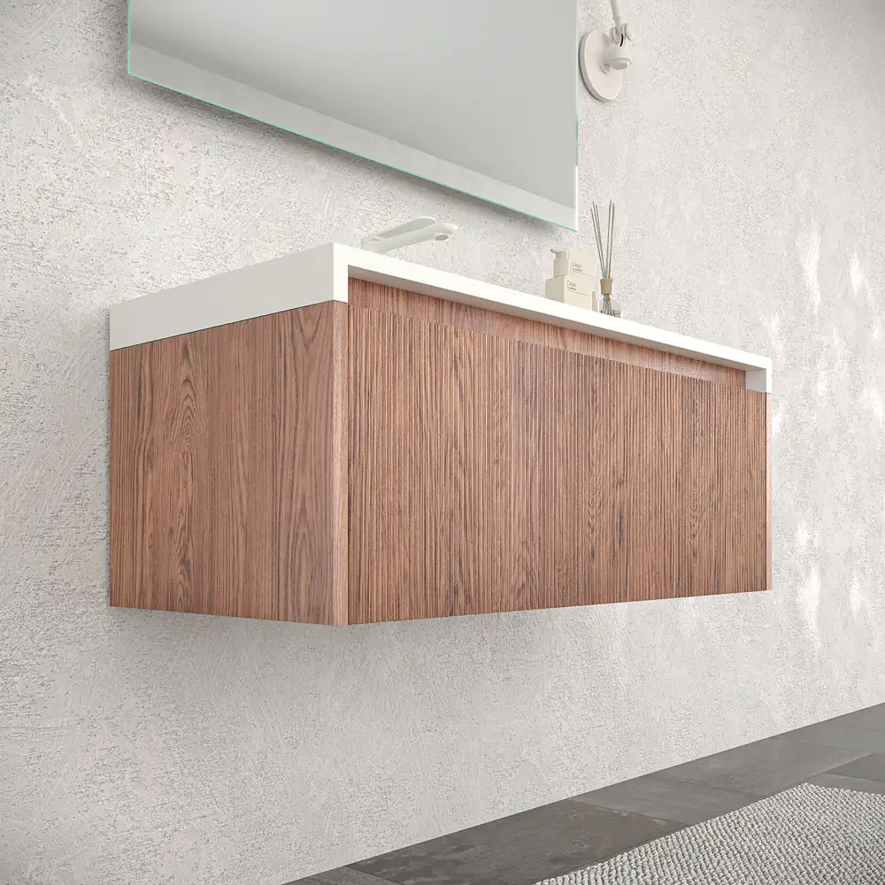 Mueble de baño BINARIO suspendido 2 cajones acabado ABEDUL - Imagen 4