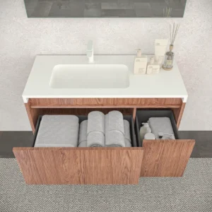 Mueble de baño BINARIO suspendido 2 cajones acabado  ABEDUL